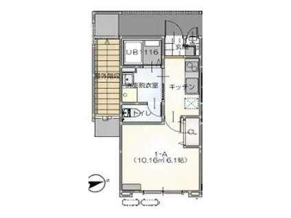 リープラス御着駅前II(1K/1階)の間取り写真