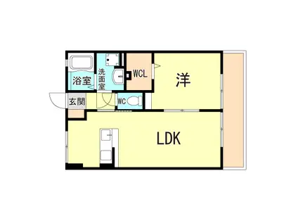 セゾン江井島(1LDK/1階)の間取り写真