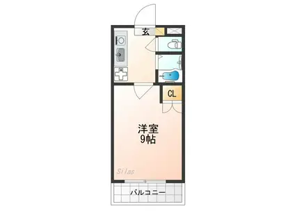 グランドールワタナベII(1K/1階)の間取り写真