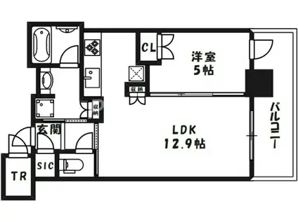 ブランズタワー梅田ノース(1LDK/7階)の間取り写真