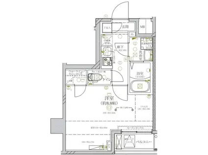 ディアレイシャス田園調布南(1K/6階)の間取り写真