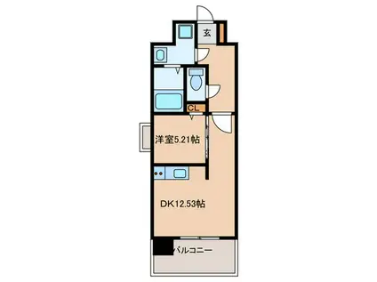 ルーセント ヴィヴァ糸島(1DK/9階)の間取り写真