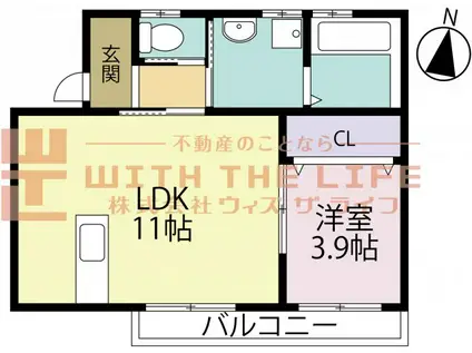 シャンドゥ・フルール(1LDK/2階)の間取り写真