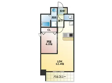 ALIVIS北梅田(1LDK/8階)の間取り写真