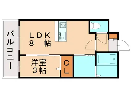 トラストビル前原北(1LDK/1階)の間取り写真