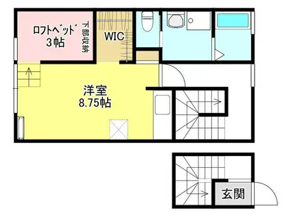 COCORO (ワンルーム/2階)の間取り写真