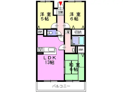 セトルコートダイセン(3LDK/1階)の間取り写真