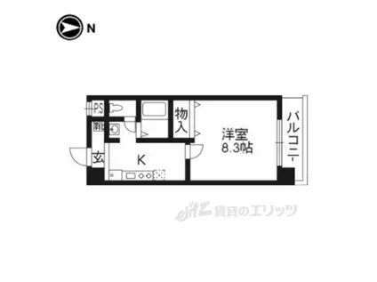 ハウスセゾン四条通(1K/12階)の間取り写真