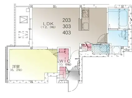 グランディオーズ町田(1LDK/4階)の間取り写真
