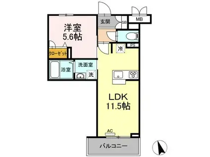 メセナ寺家(1LDK/3階)の間取り写真