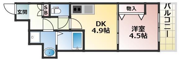 GARDENIA高井田(1DK/8階)の間取り写真