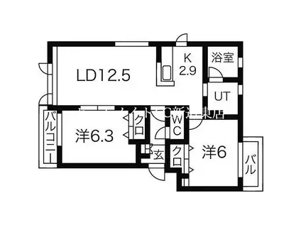 サンモール(2LDK/2階)の間取り写真