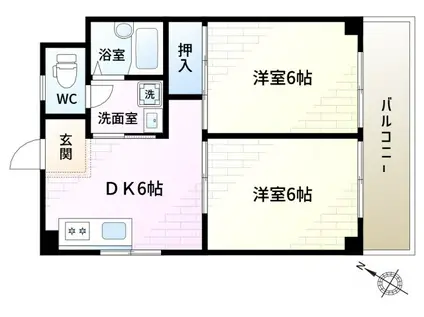 グランエスポアール(2DK/3階)の間取り写真