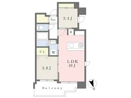 CASA VISTA ASATO(2LDK/2階)の間取り写真