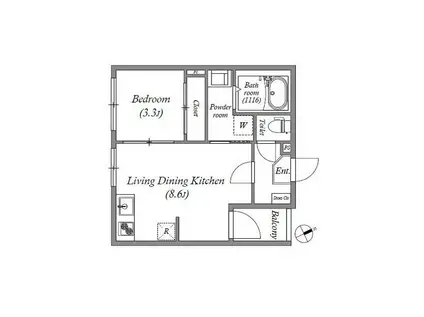 ハーモニーテラス安立IV(1LDK/1階)の間取り写真