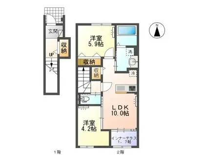 RICHESSE(2LDK/2階)の間取り写真