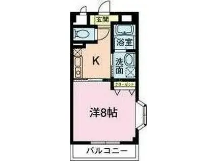 ベルカーサ(1K/2階)の間取り写真