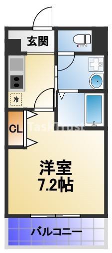 ステリア森之宮(1K/2階)の間取り写真