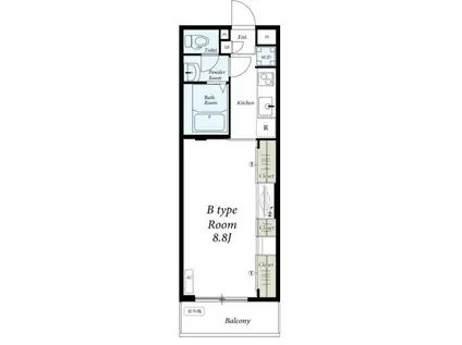 リブリ・グランツ武蔵中原(1K/2階)の間取り写真