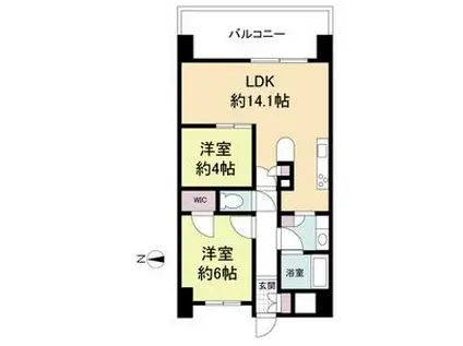 LA DOUCEUR山王(2LDK/4階)の間取り写真