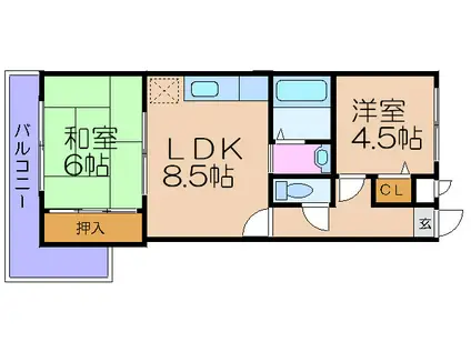 シャロウノースコート(2LDK/4階)の間取り写真