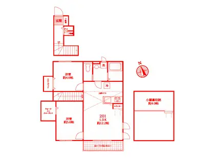 ポートヴィラ横浜(2LDK/2階)の間取り写真