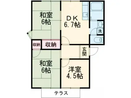 フローラル田迎 A(3DK/1階)の間取り写真