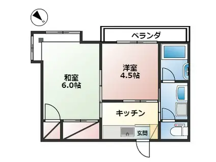 ナウトピア(2K/1階)の間取り写真