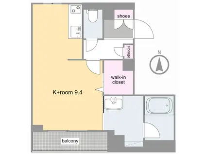 エスポワール根岸(ワンルーム/1階)の間取り写真