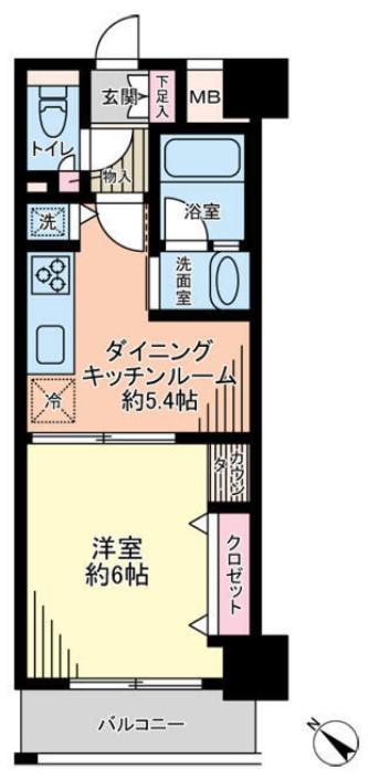 アール・ケープラザ横浜V(1DK/4階)の間取り写真