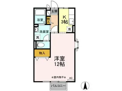 エクセル仲山(1K/2階)の間取り写真