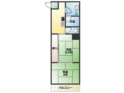 横須賀市 中古サンノーマンション 3階(2DK/3階)の間取り写真