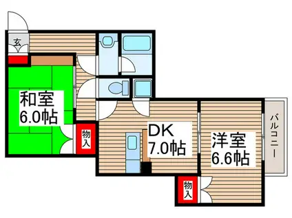 サロマ壱番館(2DK/2階)の間取り写真
