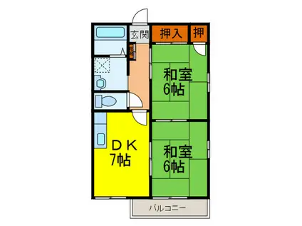 アイリスコーポ(2DK/2階)の間取り写真