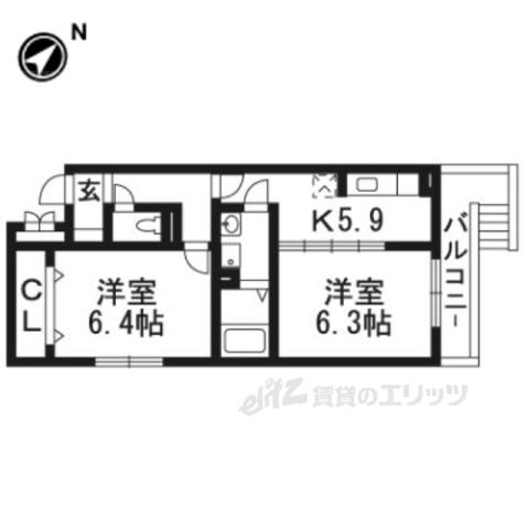 浄雲壱番館(2DK/1階)の間取り写真