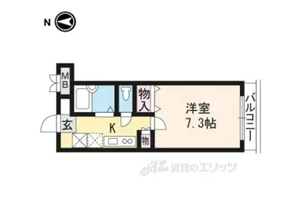 ミーティス衣笠(1K/1階)の間取り写真