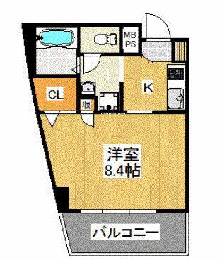 アミティエ美野島(1K/9階)の間取り写真