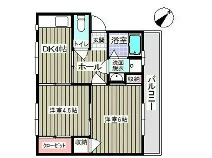 大坪飯田ビル(2DK/3階)の間取り写真