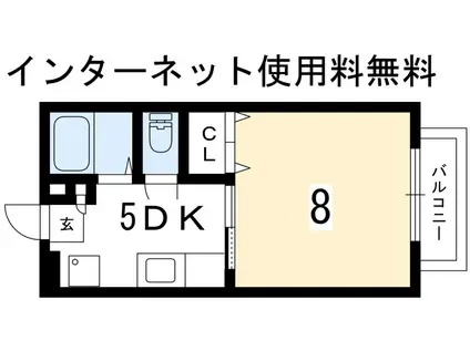 北白川ハイツ(1K/2階)の間取り写真