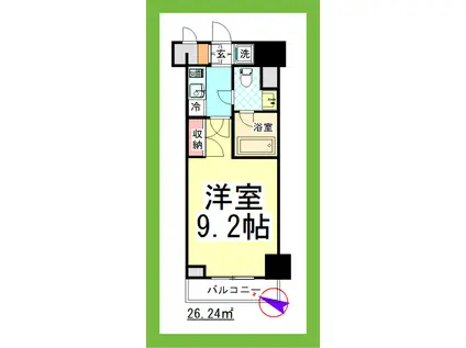 TJ KDXレジデンス湘南台(1K/6階)の間取り写真