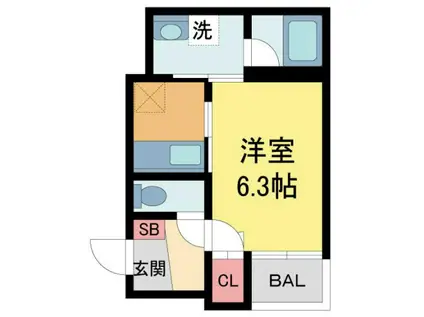 クレスト(1K/2階)の間取り写真