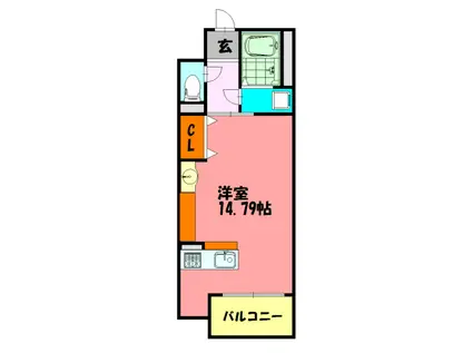 ミランダ錦城(1K/1階)の間取り写真