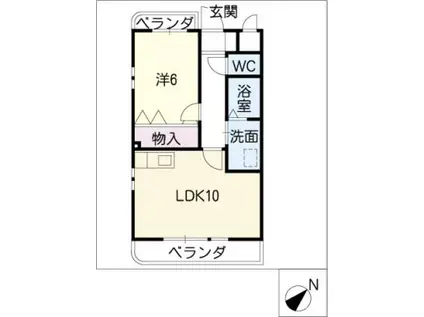 名鉄名古屋本線 前後駅 徒歩8分 4階建 築26年(1LDK/3階)の間取り写真
