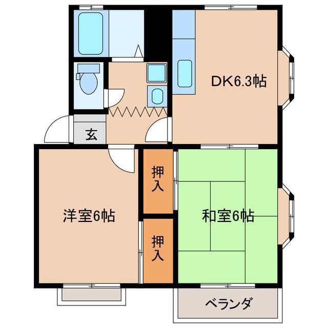 サンライズすのり(2DK/1階)の間取り写真