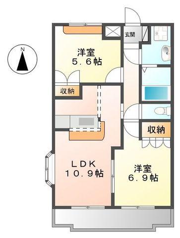 ストークコーポ大津茂(2LDK/2階)の間取り写真
