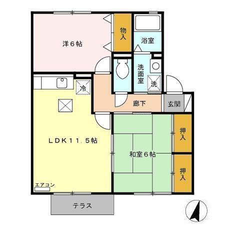 ラ・ルーン(2LDK/1階)の間取り写真