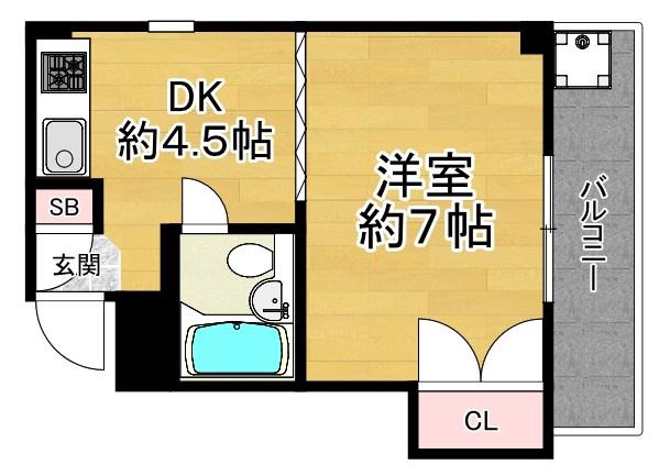 昭光マンション(1DK/4階)の間取り写真