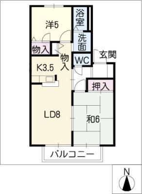 ロイヤル中平(2LDK/2階)の間取り写真