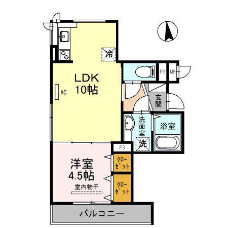 ルリエ江坂(1LDK/2階)の間取り写真