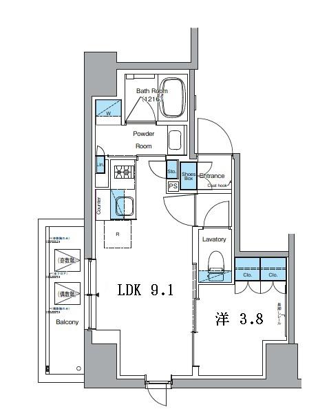 LEFOND PROGRES上野御徒町(1LDK/15階)の間取り写真